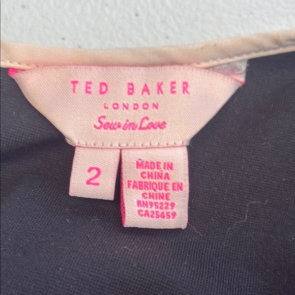 Ted Baker Josa Mini Swing Dress Black/Pale Pink Bow Detail Sleeveless Coquette 6 - Picture 9 of 12